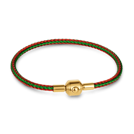 Gnoce Red & Green Cylindrical Snap Basic Bracelet with 2 Pieces of Stoppers_1