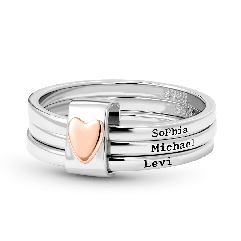 Gnoce Personalized Engraved Heart Stacking Rings_1