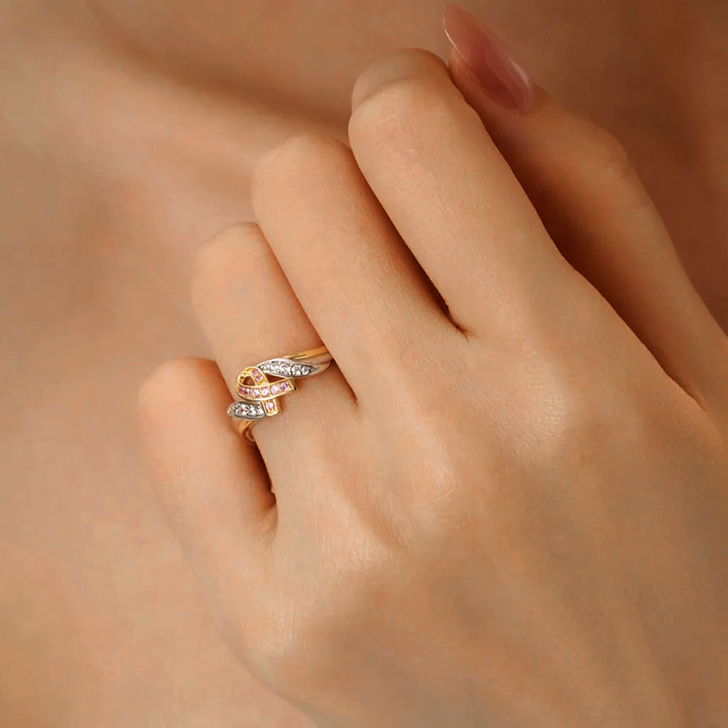 Gnoce Personalized Breast Cancer Awareness Ribbon Ring_5