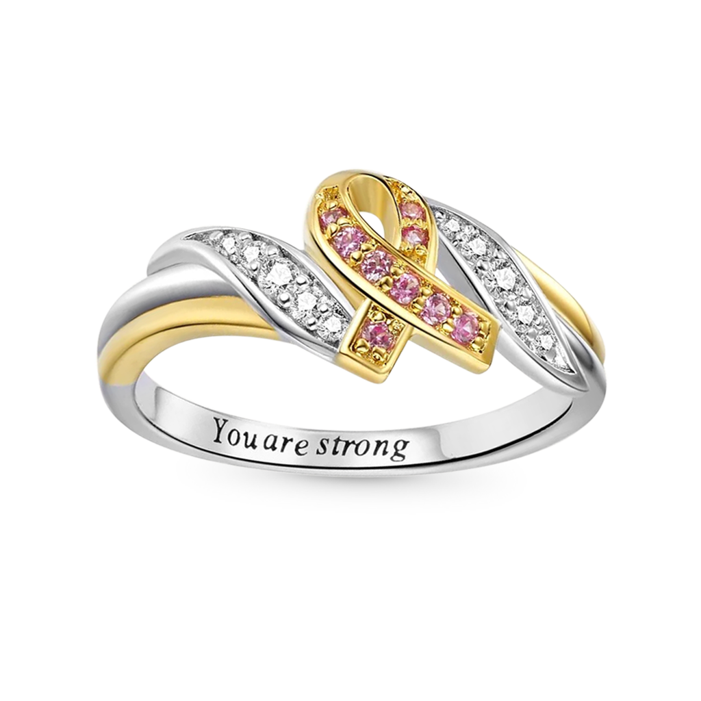 Gnoce Personalized Breast Cancer Awareness Ribbon Ring_1