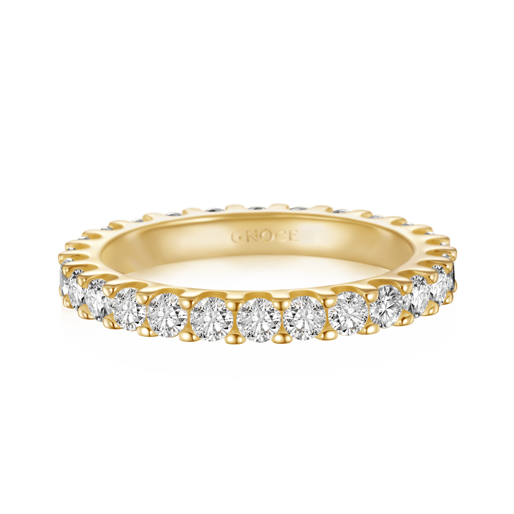 Gnoce 14K/10K Solid Gold Micro Pave Moissanite Eternity Ring_1