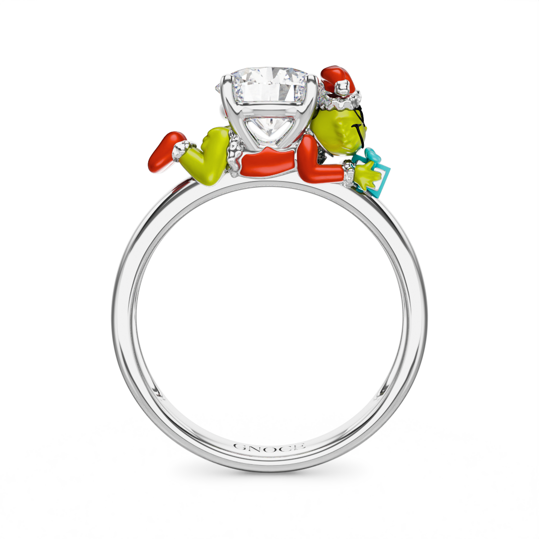 Gnoce Grinch Hug Gift White Moissanite Ring_5