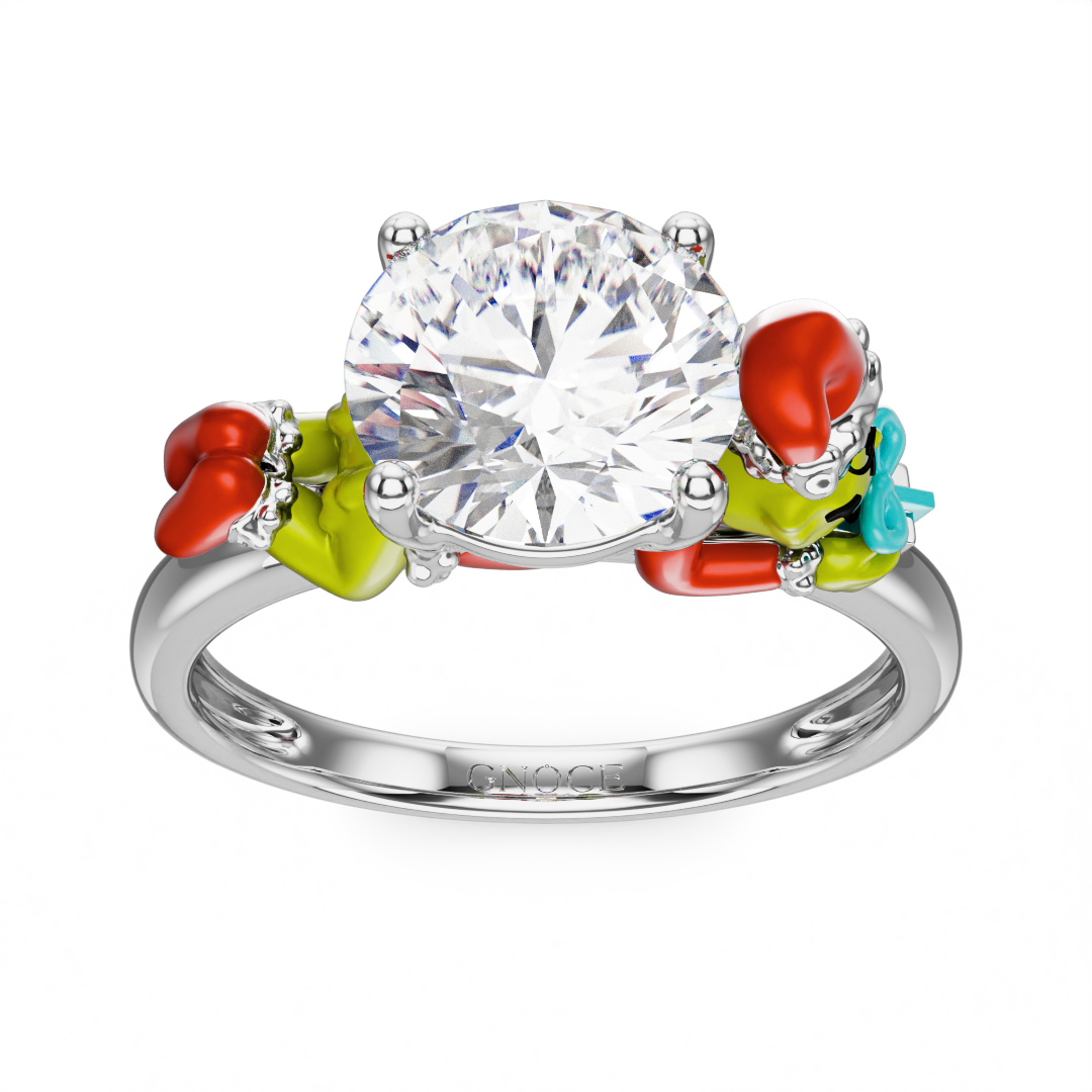 Gnoce Grinch Hug Gift White Moissanite Ring_2