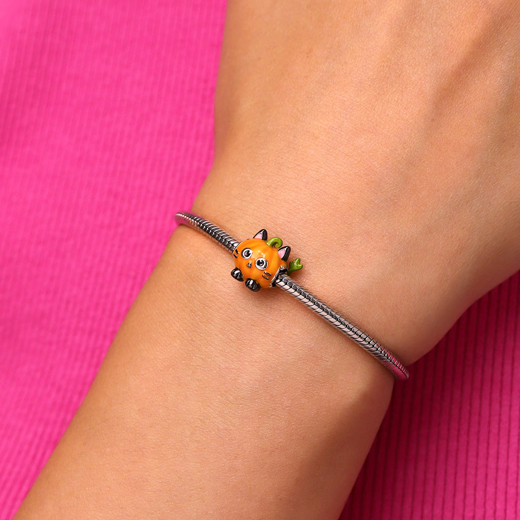 Gnoce Halloween Pumpkin Black Cat Charm_2