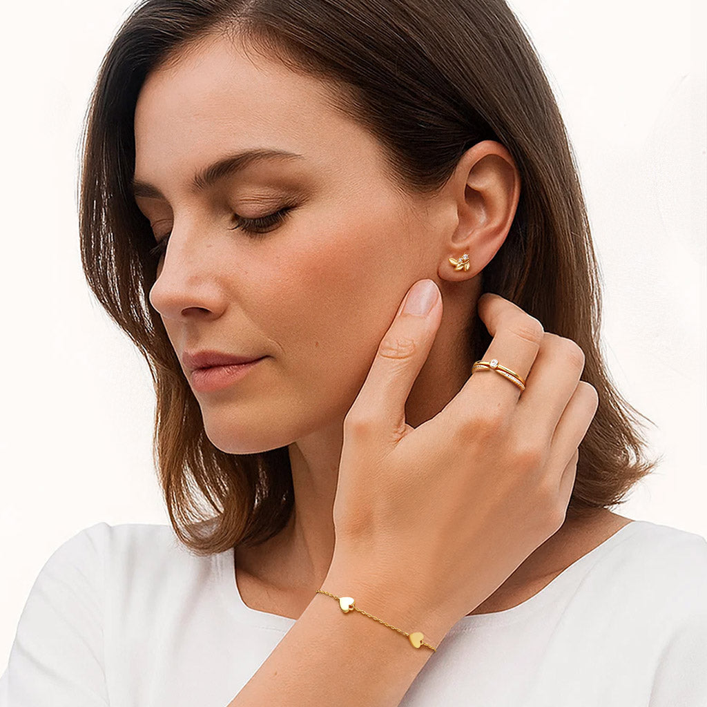 Gnoce 14K/10K Solid Gold Moissanite Open Cuff Claw Ring_3