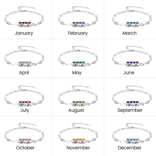 Gnoce Personalized Birthstone Engravable Name Bracelet_5