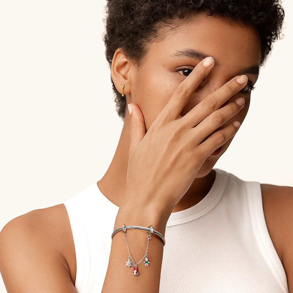 Gnoce Christmas Bell Snowflake & Gingerbread Man Safety Chain Charm_4