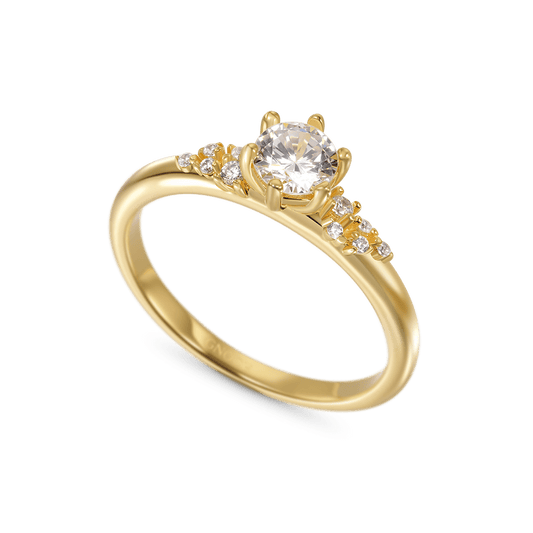 Gnoce 14K/10K Solid Gold Round Cut Moissanite Engagement Ring_4