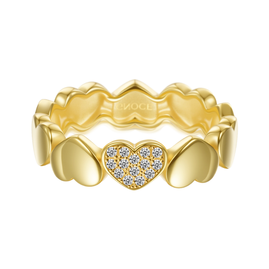 Gnoce 14K/10K Solid Gold Moissanite Heart Cluster Ring_1