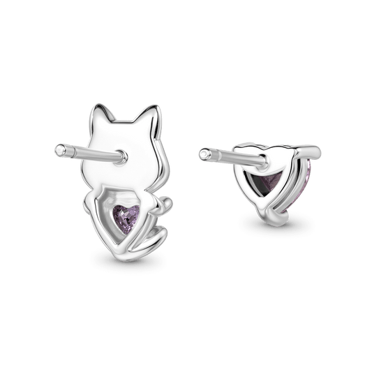 Gnoce Pet Cat Embrace Love Stud Earrings_4