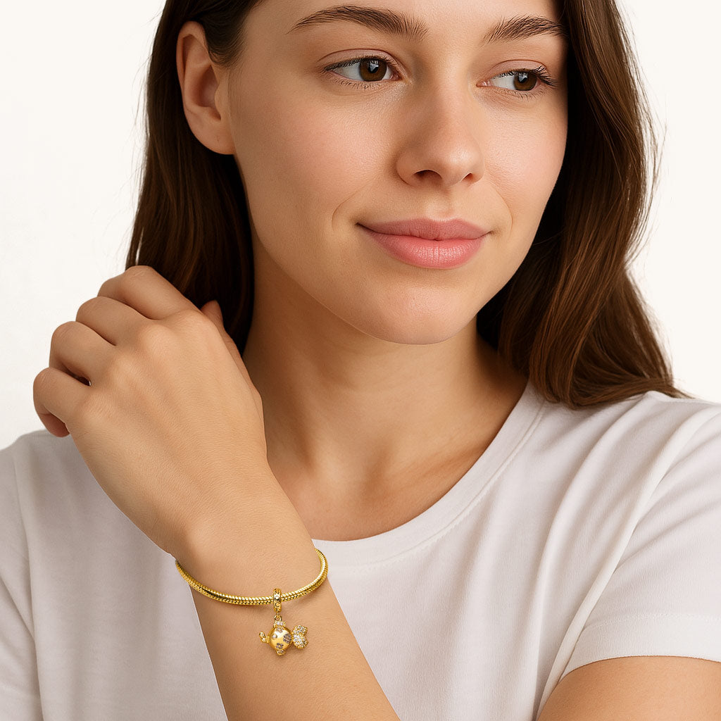 Gnoce Sparkling Playful Goldfish Pendant Dangle Charm_4