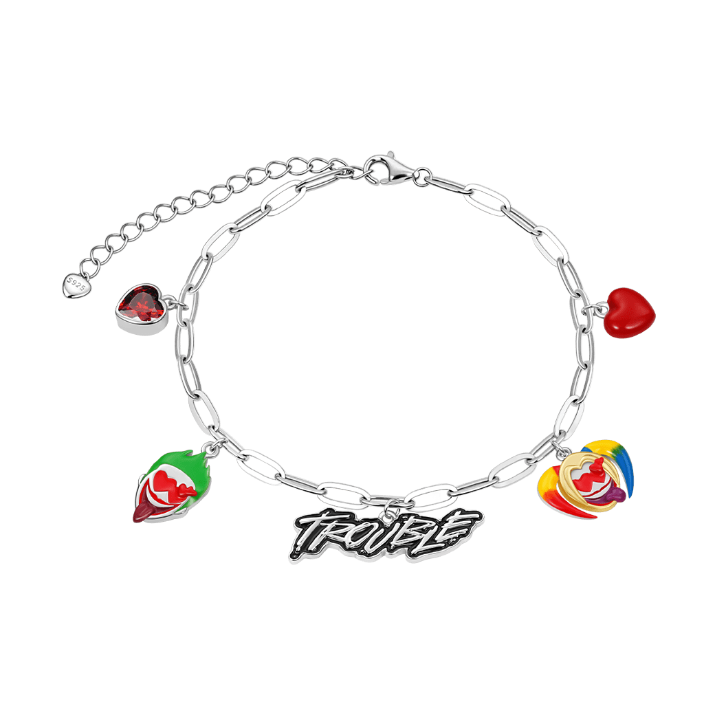 The Suicide Squad x Gnoce Harley Quinn & The Joker Trouble Heart Chain Bracelet_1