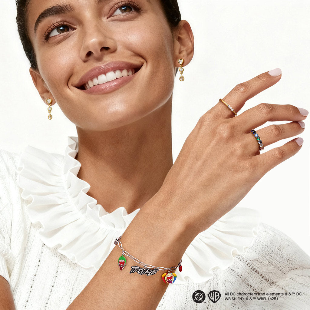 The Suicide Squad x Gnoce Harley Quinn & The Joker Trouble Heart Chain Bracelet_3