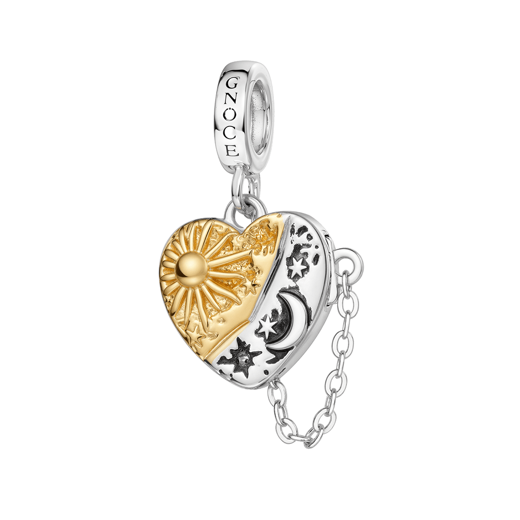 Gnoce Engravable Sun & Moon Heart Pendant Dangle Charm_5