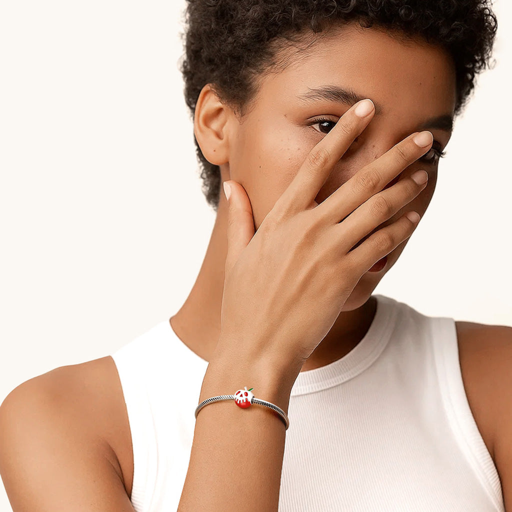 Gnoce "Christmas Halloween Gift" Red Apple with Light Green Leaf Charm Bead_4