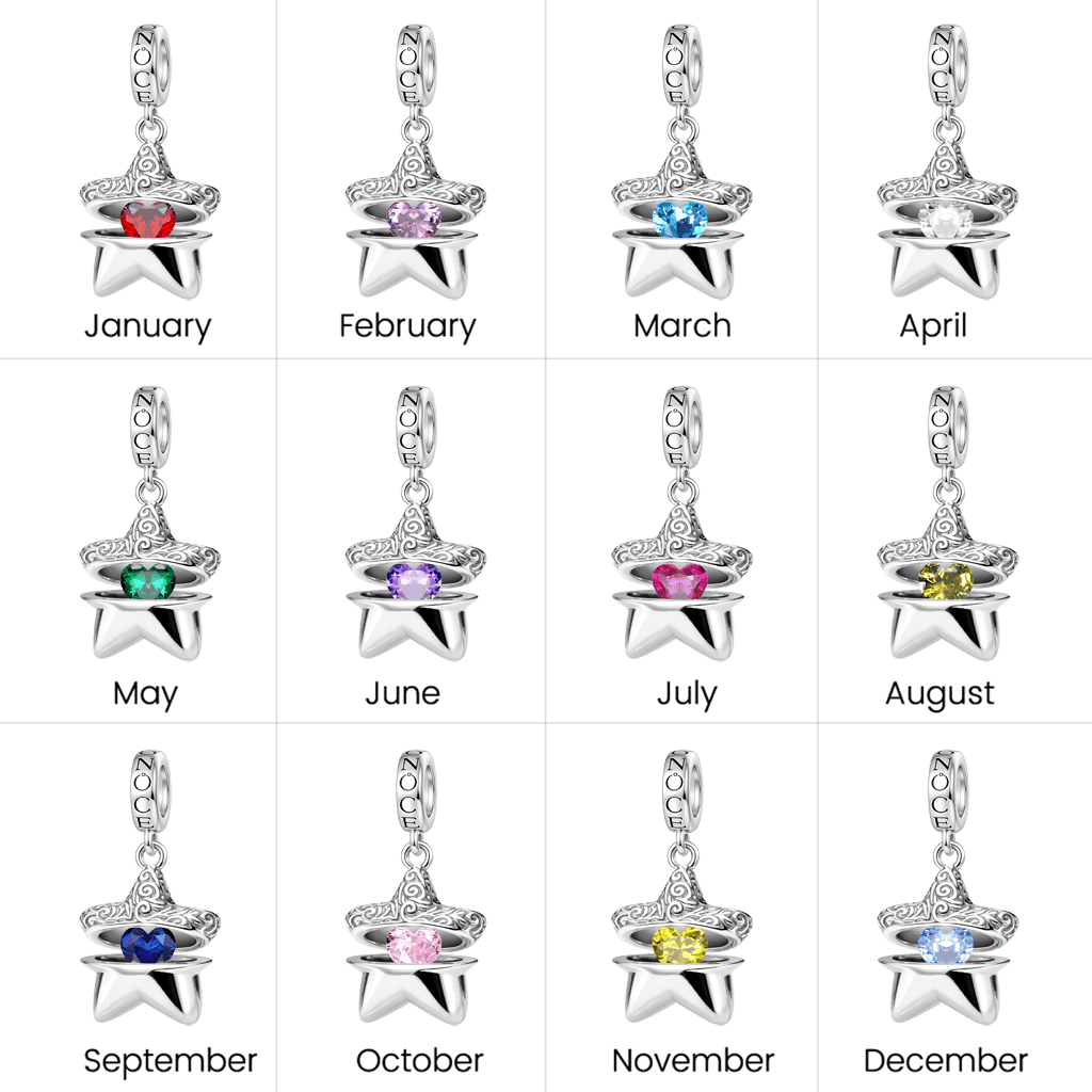 Gnoce Custom Openable Star Birthstone Pendant Dangle Charm_7