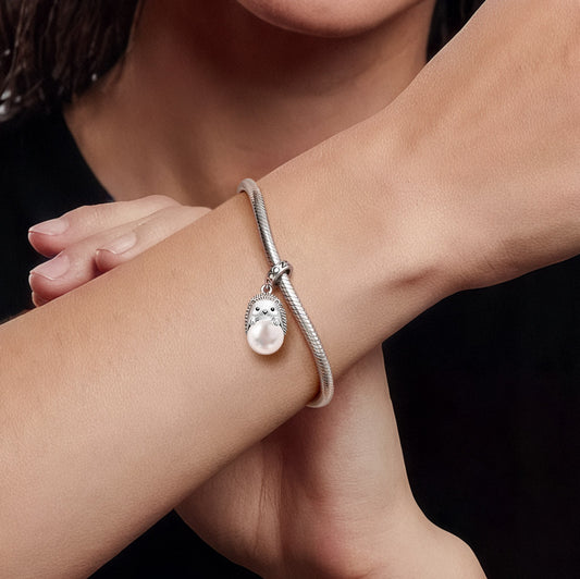 Gnoce Hedgehog with Pearl Pendant Dangle Charm_2