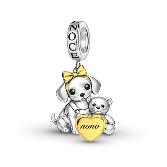 Gnoce Dachshund Embrace Bear Engravable Pendant Dangle Charm_1