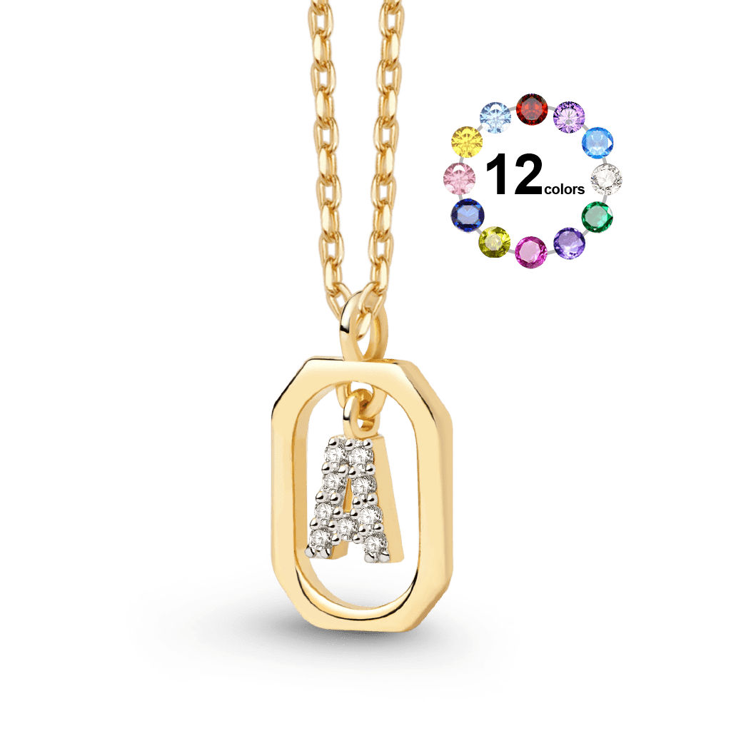 Gnoce Floating Initial Frame Pendant Necklace_1