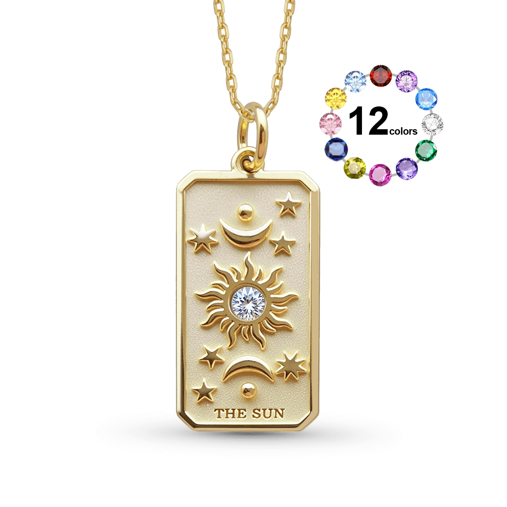 Gnoce The Sun Tarot Card Pendant Necklace_1