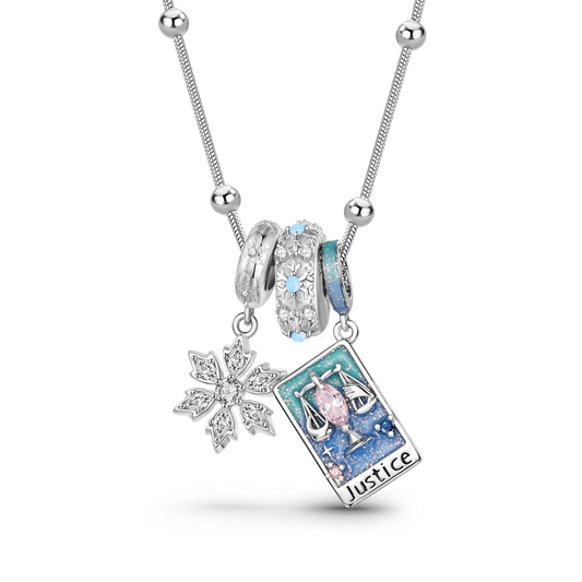 Gnoce Snowflake Stopper and Justice Tarot Pendant Necklace Set_1