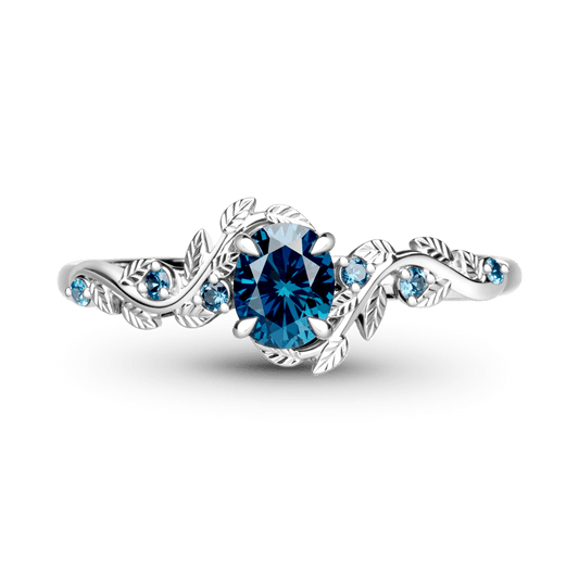 Gnoce Leaf & Vine Round-cut Blue Engagement Ring_1