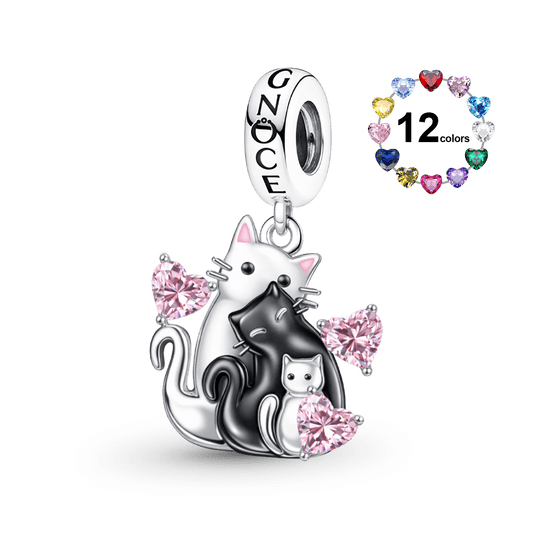 Gnoce Mother's Day Cat with Babies Customized Pendant Dangle Charm_1