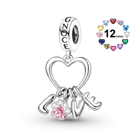 Gnoce Love Pet Paw Birthstone Pendant Dangle Charm_1