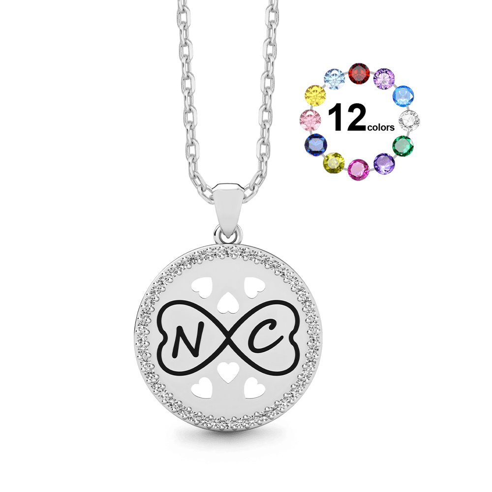 Gnoce Personalized Infinity Heart Initial Necklace with Birthstone Options_1