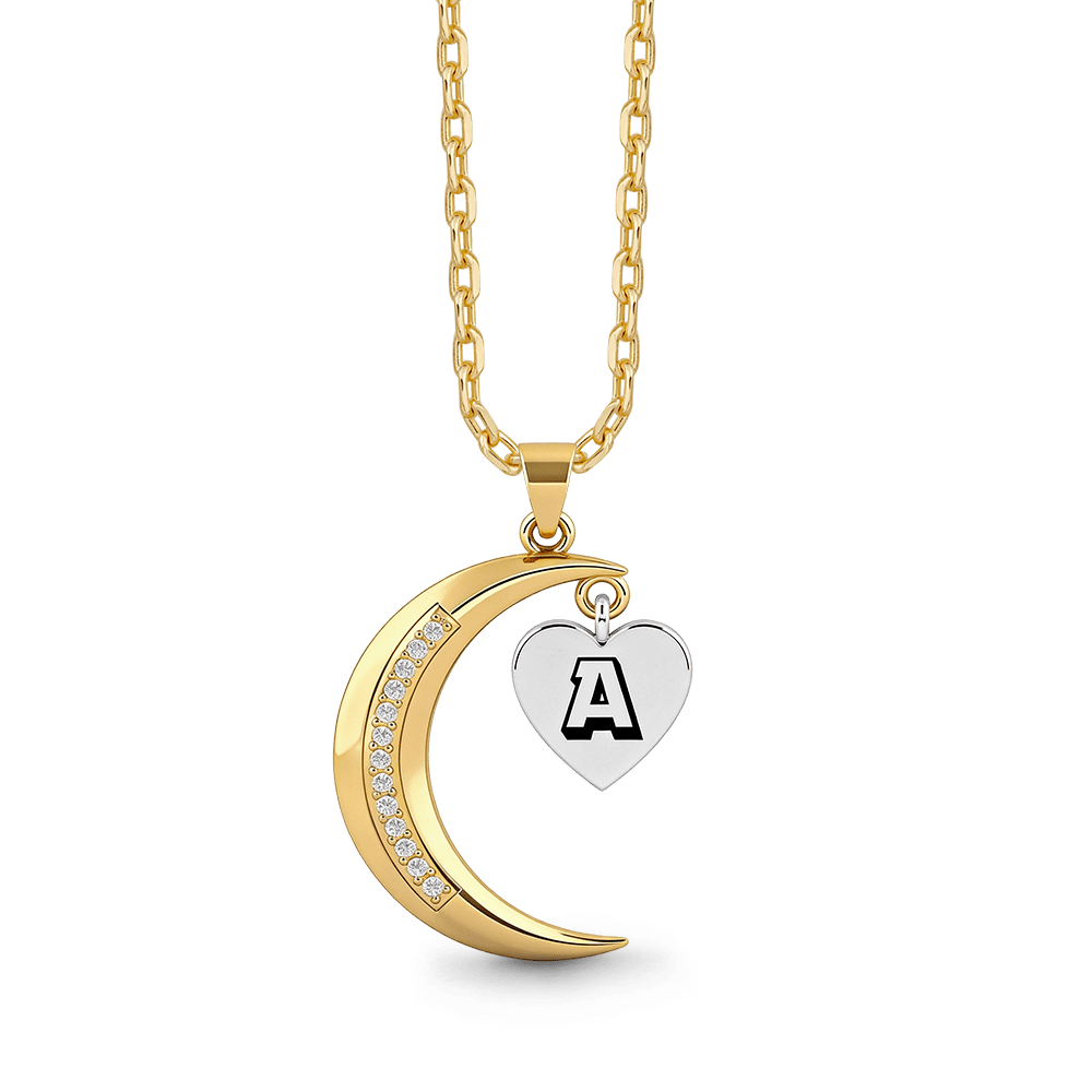 Gnoce Custom Birthstone Moon Necklace with Heart Letter Pendant_5