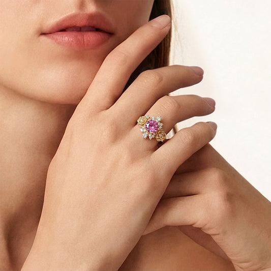 Gnoce Nature-Inspired Rose Round-Cut Engagement Ring_2