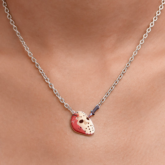 Gnoce Jason Voorhees Hockey Mask Necklace Platinum-plated Silver Blend_2
