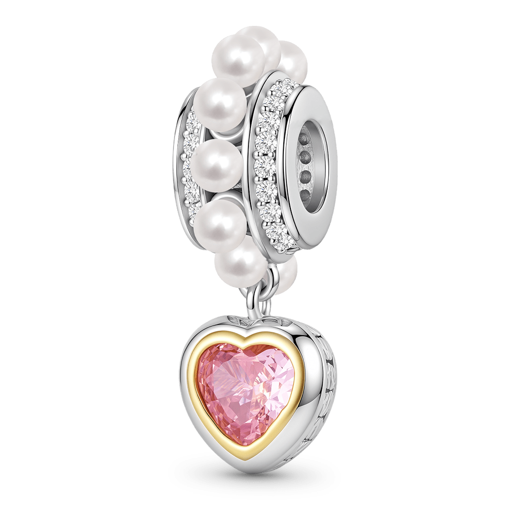 Gnoce Love Heart Pearl Charm Platinum-plated Silver Blend_1