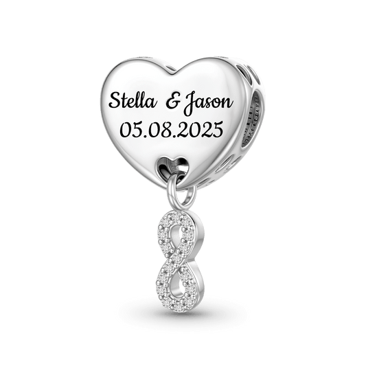 Gnoce Engravable Wedding Date Infinite Love Charm Platinum-plated Silver Blend_1