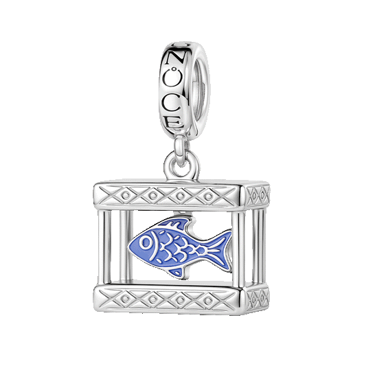 Gnoce Fish Tank Glow-in-the-Dark Charm Platinum-plated Silver Blend_1