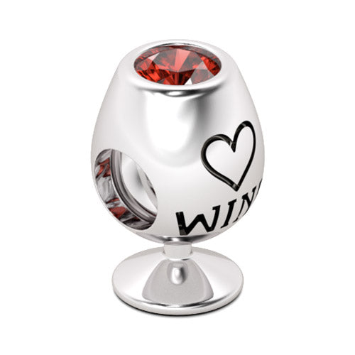 Gnoce "Toasting for Success"Wine Glass Charm Engravbed with Wine Sterling Silver  - Fir for bracelet, For the Wine Lover_2