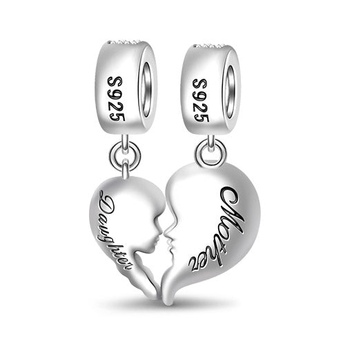 Gnoce "Maternal Bond" Matching Heart Mother and Daughter Love Silver Pendant Locket fit for Bracelet/Necklace_2