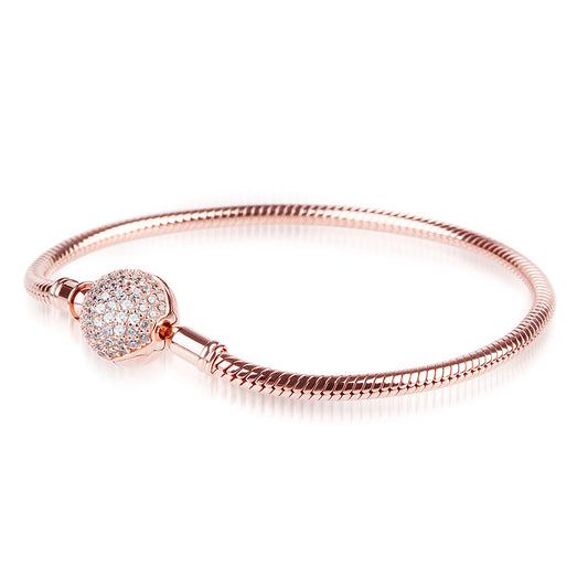 Gnoce "Endearing Gifts For Her" Crystal Round Shape Clasp Bracelet 18K Rose Gold Plated_3