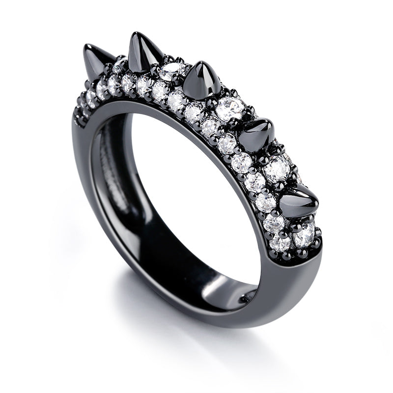 Gnoce "ROCK & ROLL" Mohawk Style Ring Sterling Silver With Black Plating_2