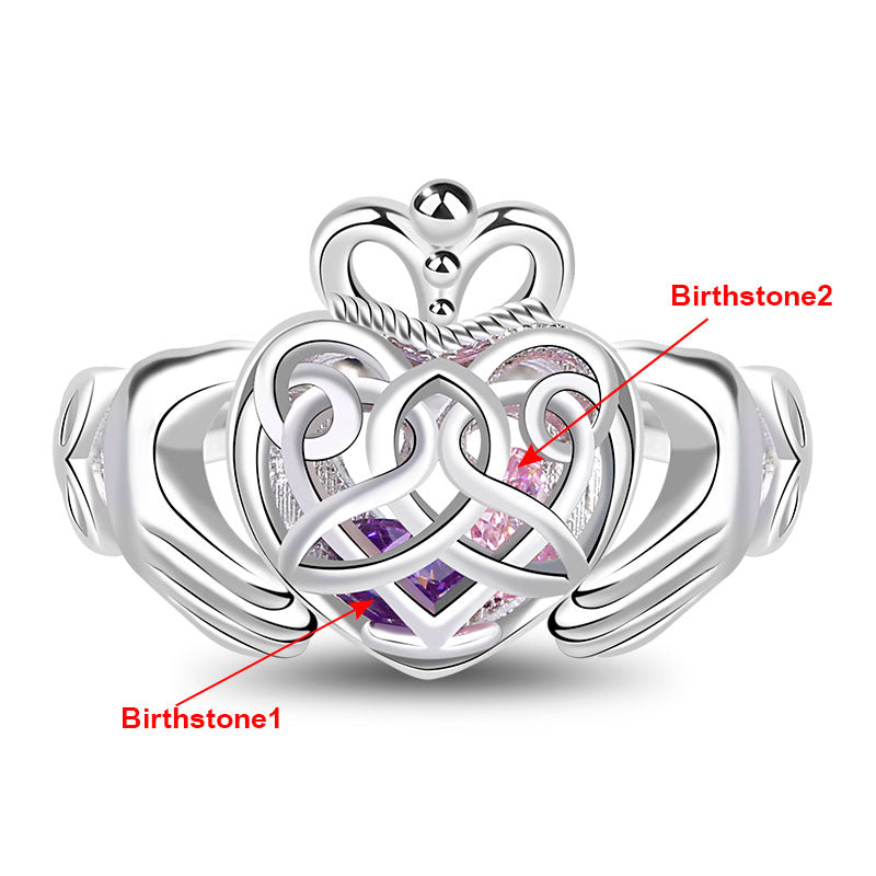 Gnoce "Give My Heart To You" Caged Hearts Celtic Claddagh Ring_2