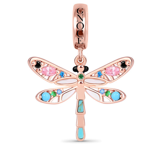 Turquoise Dragonfly Charm Pendant Rose Gold Plated 925 Sterling Silver_1