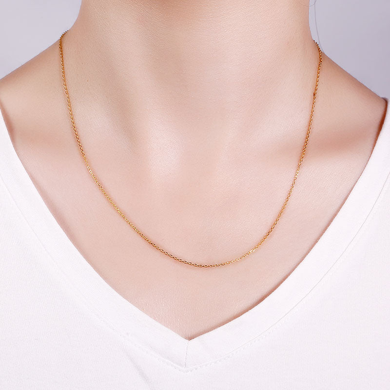 Gnoce "Sweety Love" 925 Sterling Silver Gold/Rose Gold Plating Can Adding A Pendant or Charm Gold Rolo Chain Neckalce_4