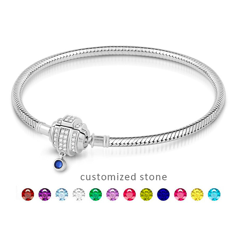 Gnoce "Love You Till Death" Birthstone Personalized Bracelet Sterling Silver With Cz_3