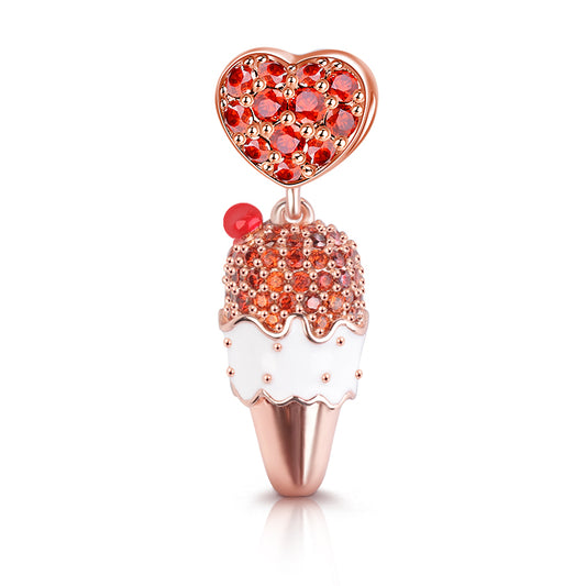 Gnoce "I Love Ice Cream" Cherry Ice Cream Pendant Charm With Heart Ring Sterling Silver 18k Rose Gold Plated_1
