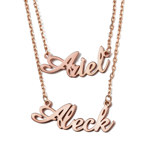 Gnoce "We Two Together" Personalized Double Name Necklace 18K Gold Plated_1