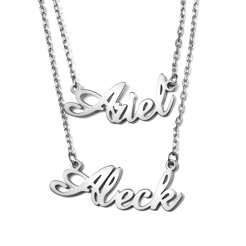 Gnoce "We Two Together" Personalized Double Name Necklace 18K Gold Plated_3