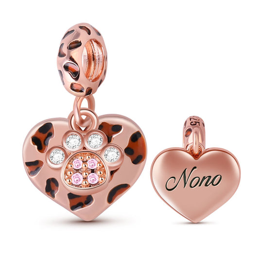 Gnoce "Share and Accompany" Pet Charm Bead Engravable Rose Gold Plated 925 Sterling Silver_1