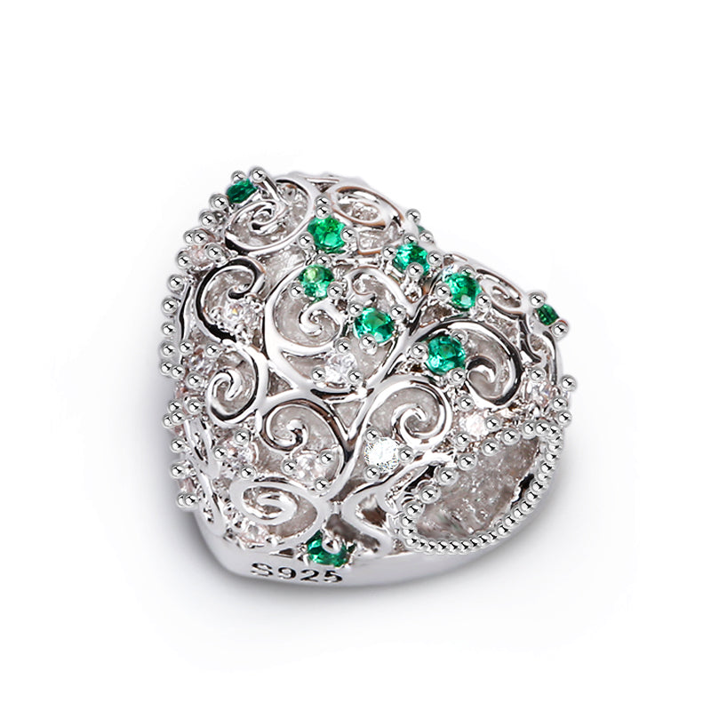 Gnoce "Soulmate" Heart shaped Hollow Photo Beads Charm with Blue Stone_2