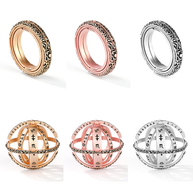 Gnoce "Look At Stars" Astronomical Sphere Ball Ring for Lovers S925 Sterling Silver_2