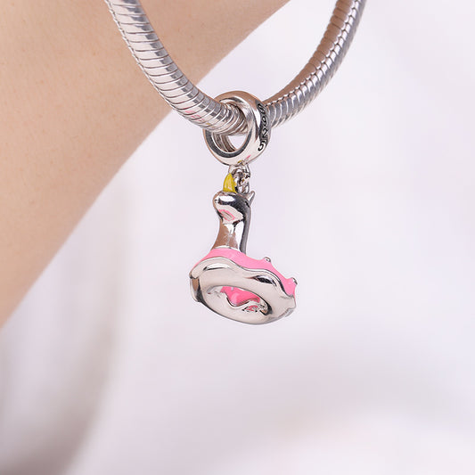 Gnoce "Dream Amusement Park" Colorful Unicorn Lifebuoy Donut Charm Pendant 925 Sterling Silver_3
